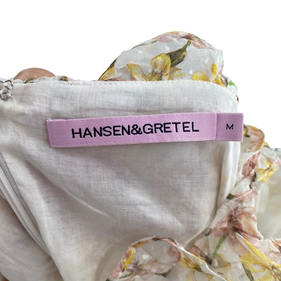 Hansen & Gretel Women’s M Cami Strap Ruffle Chiffon Mini Dress‎ Yellow Floral - Picture 4 of 13